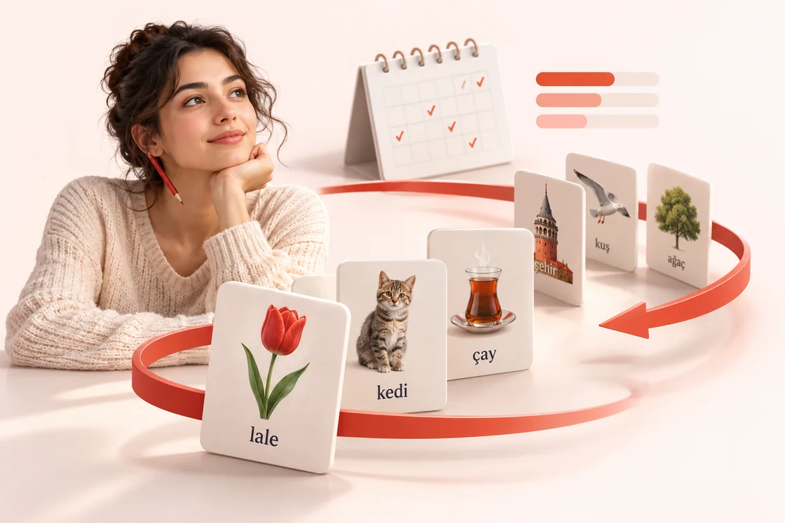Kelime kartları ve aralıklı tekrarla öğrenme