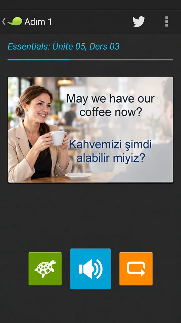 Mobil uygulamada kahve siparişi cümlesi